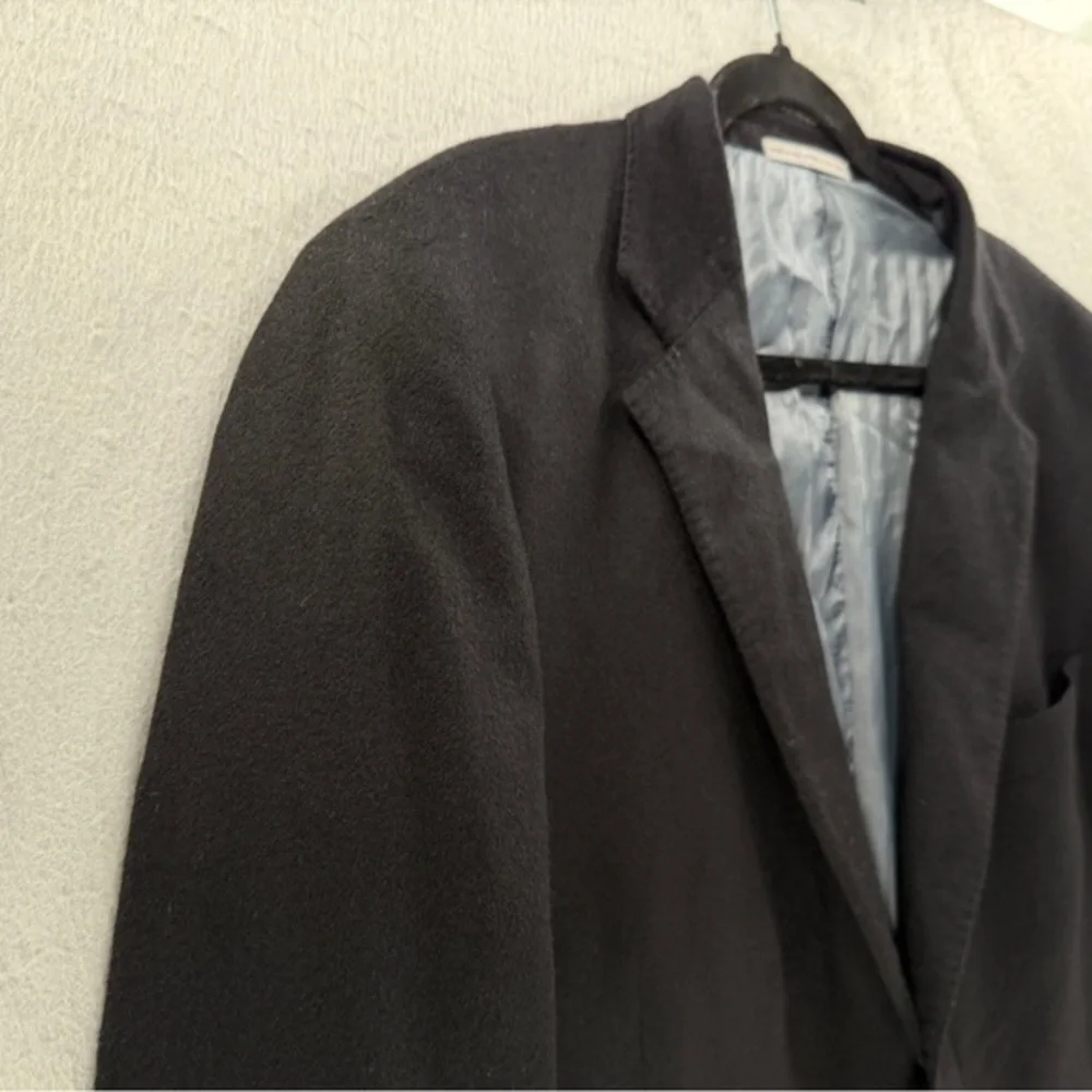 John W. Nordstrom 100% Cashmere Blazer Mens 46L Black Flannel Suit Jacket Luxury